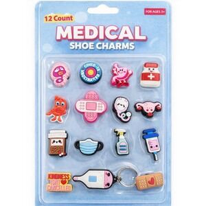 Medical Shoe Charms 12 Count Nurse Doctor Healthcare Clog Pins with Keychain